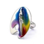 Bague palette de peinture argent rhodié