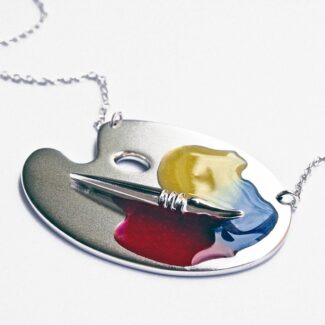 collier palette de peinture argent rhodié