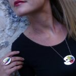 collier palette de peinture argent rhodié