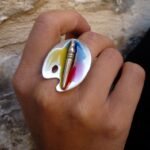 Bague palette de peinture argent rhodié