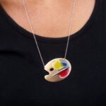 collier palette de peinture argent rhodié