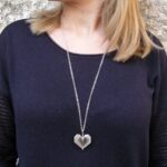 collier sautoir coeur argent rhodié