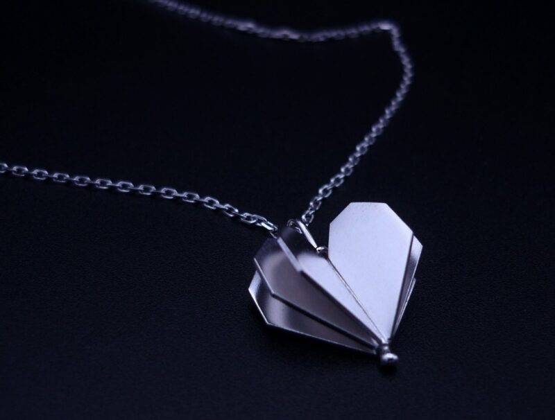 Collier coeur argent rhodié