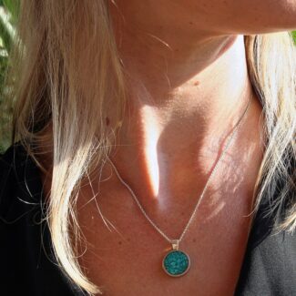 collier argent et turquoise
