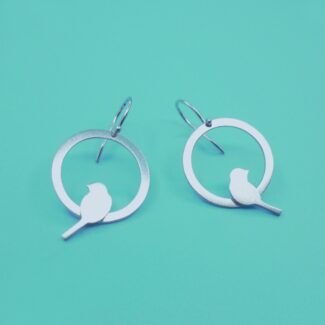 Boucles d'oreilles oiseaux perchés argent rhodié