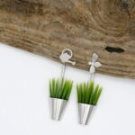 Boucles d'oreilles herbe arrosoir et abeille argent