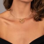 Collier Borromée diamanté chaine rigide doré