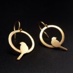 Boucles d'oreilles oiseaux perchés dorées